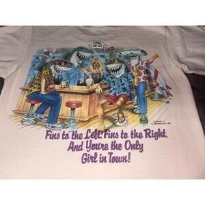 Vintage Jimmy Buffett Caribbean Soul Shark Bar T-Shirt 1989 USA Made Medium